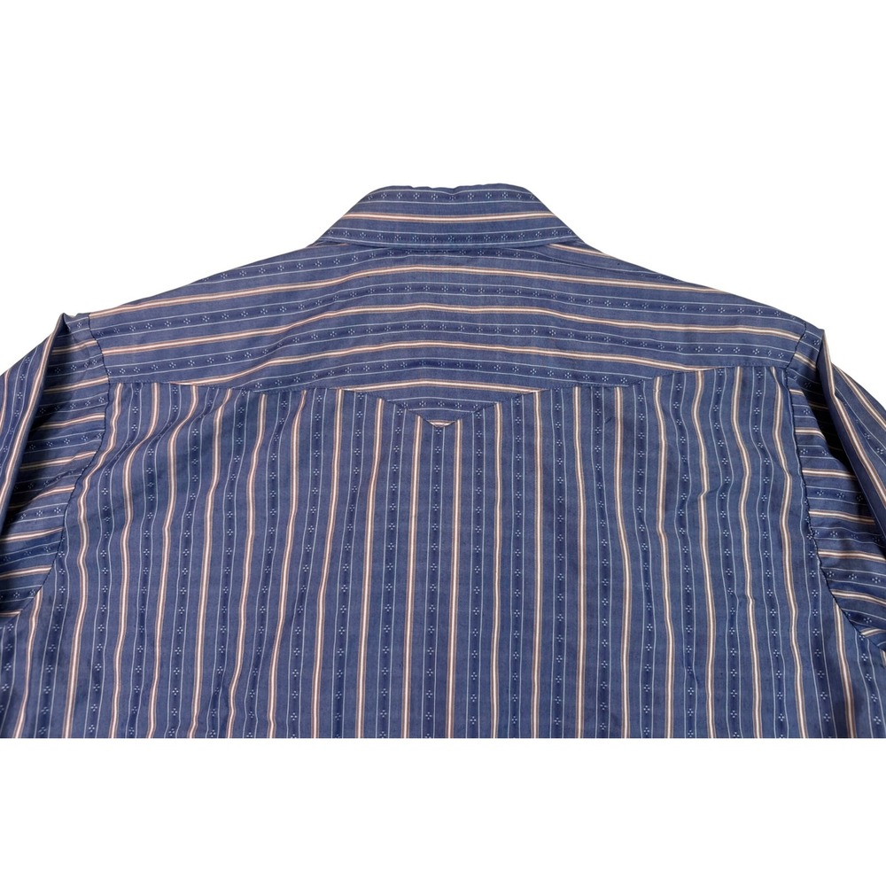 Vtg Panhandle Slim Western Pearl Snap Shirt Blue Striped Long Sleeve  17 1/2-36 - Picture 3 of 9